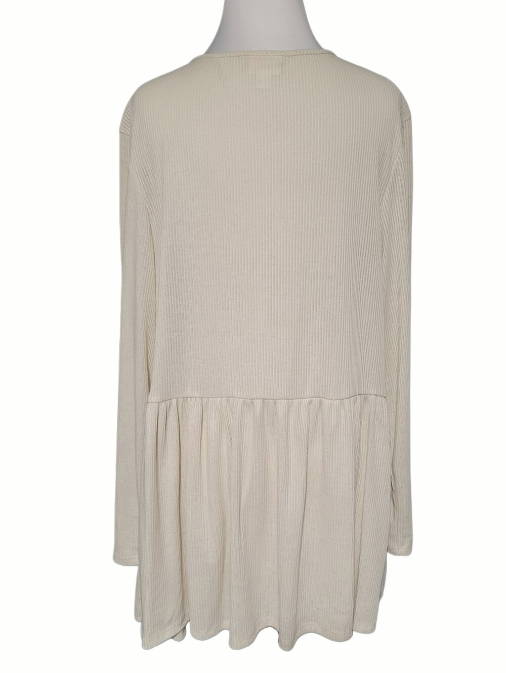 Cream Open-Front Ribbed Women's Cardigan - Picture 2 of 7